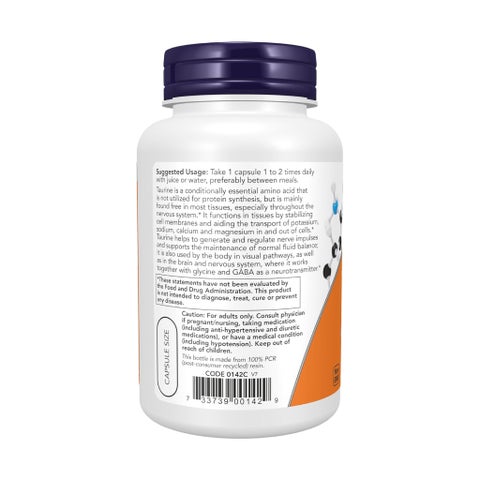 Now Double Strength Taurine 1000mg Capsules - 100 Capsules