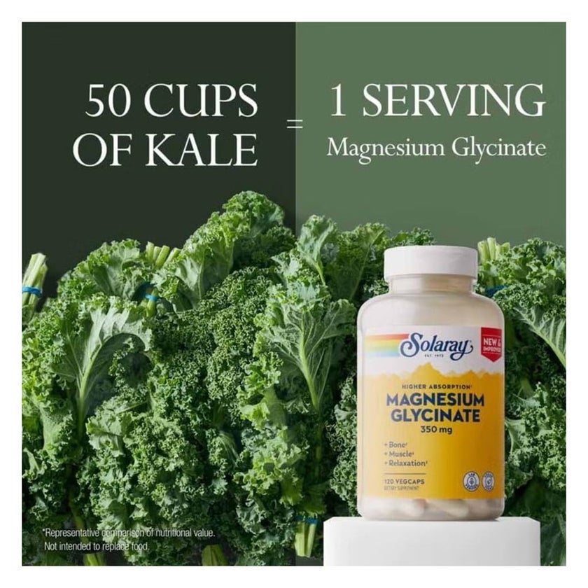 Solaray Magnesium Glycinate 350mg Veg Capsules Multipack - 2 x 120 Capsules