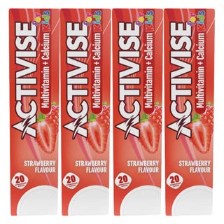 Activise Kids Multivitamin + Calcium Strawberry Flavour Effervescent Tablets Multipack - 4 x 20 Tablets