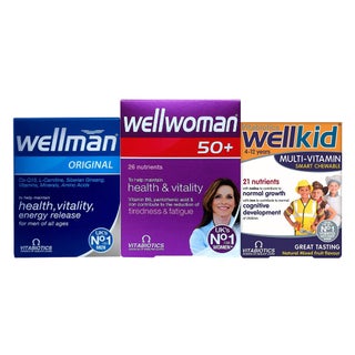 Vitabiotics Family Wellness Bundle With Wellman, Wellwoman 50+ & Wellkid