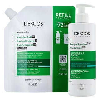 Vichy Dercos Anti Dandruff Shampoo, Normal To Oily Hair 390ml + Refill Pouch 390ml