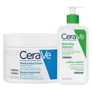 CeraVe Moisturising Cream 340g + Hydrating Cleanser, Normal to Dry Skin 236ml