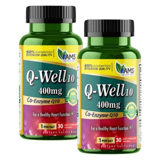 AMS Q-Well 400mg CoQ10 Softgels, Heart Health - 2 x 30 Softgels