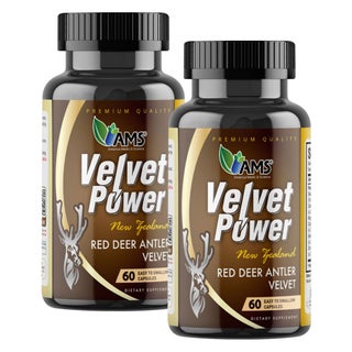 AMS Velvet Power Red Deer Antler Capsules, Fertility Support - 2 x 60 Capsules