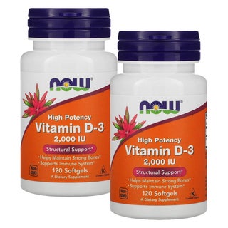 Now High Potency Vitamin D3 2000IU Softgels - 2 x 120 Softgels