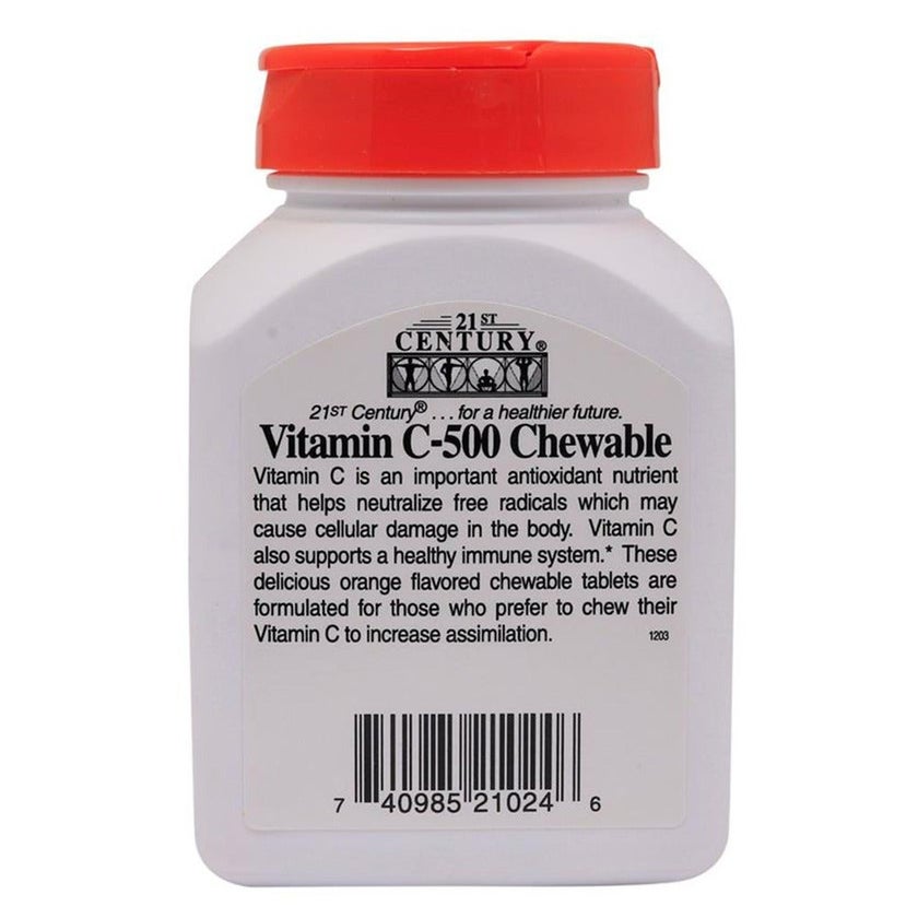 21st Century C-500 Chewable Vitamin C Tablets For Antioxidant & Immunity Support, Pack of 110's