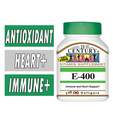 21st Century E-400 Vitamin E 400IU Softgel For Immune & Heart Support, Pack of 110's