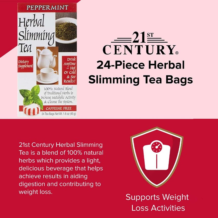 21st Century Herbal Slimming Tea Bag, Peppermint, Pack of 24's