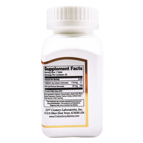 21st Century 27mg Iron Tablets For Healthy Blood Count, Pack of 30's