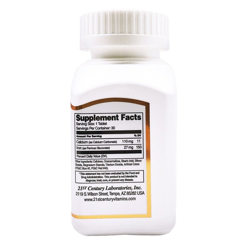 21st Century 27mg Iron Tablets For Healthy Blood Count, Pack of 30's