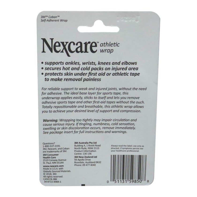 3M Nexcare Athletic Wrap Black 3 inch x 2.2 yards