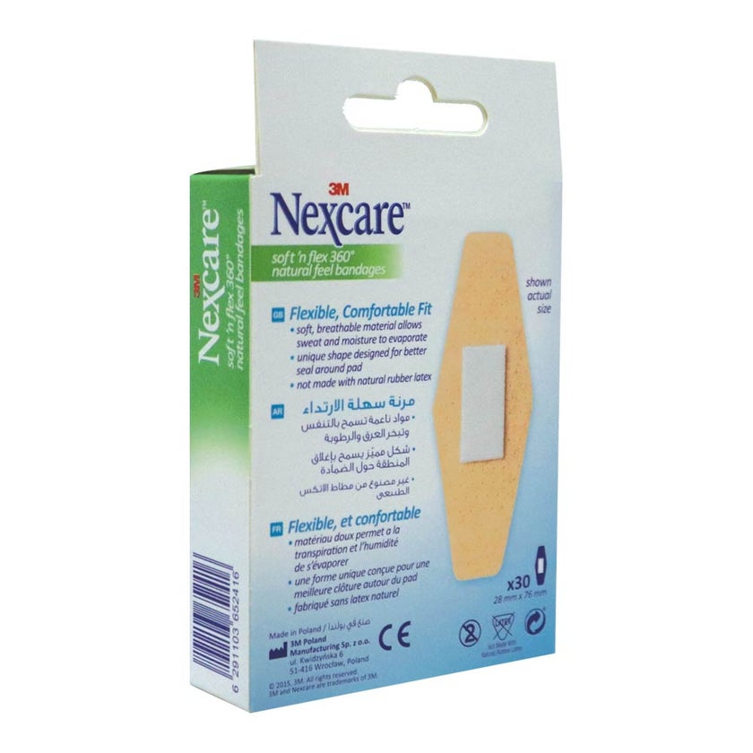 3M Nexcare Soft 'n Flex Bandage 572-30D, Pack of 30's