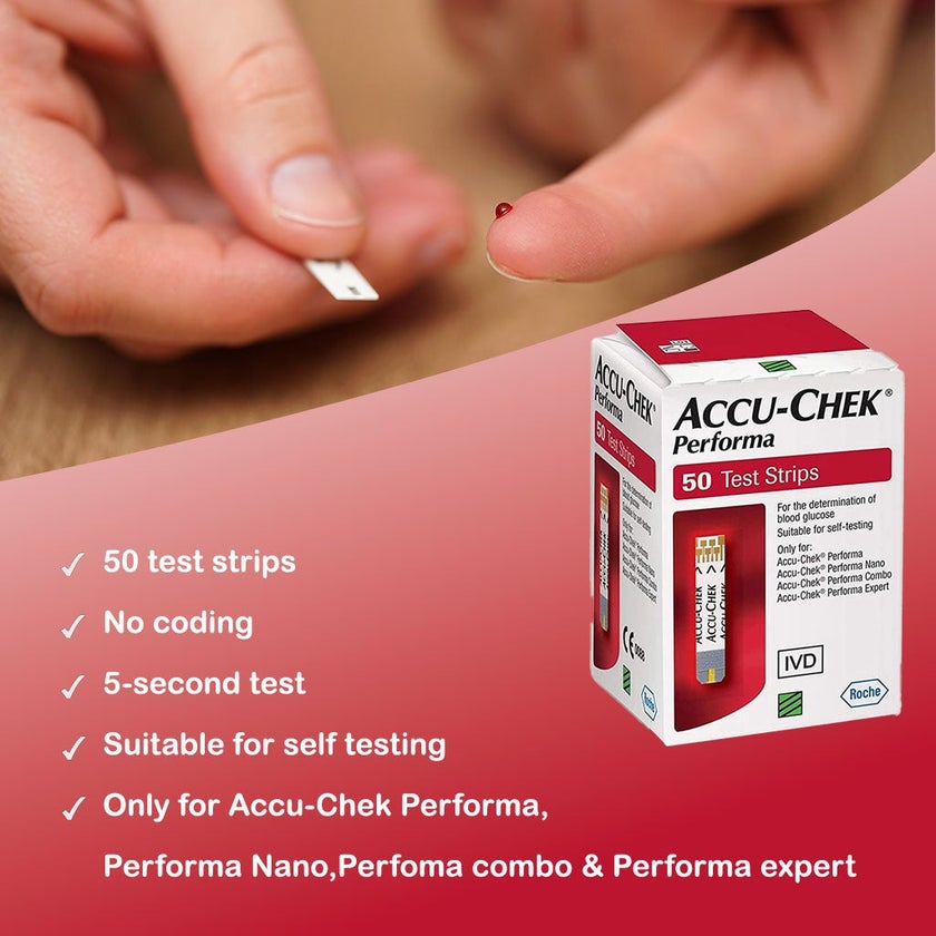Accu-Chek Performa Test Strips For Diabetic Blood Glucose Testing, Pack of 50's