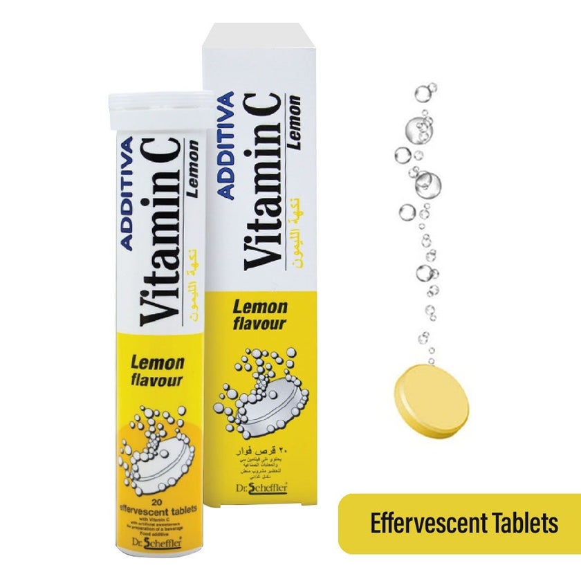 Additiva Vitamin C 1000MG Lemon Effervescent Tablets, Pack of 20's