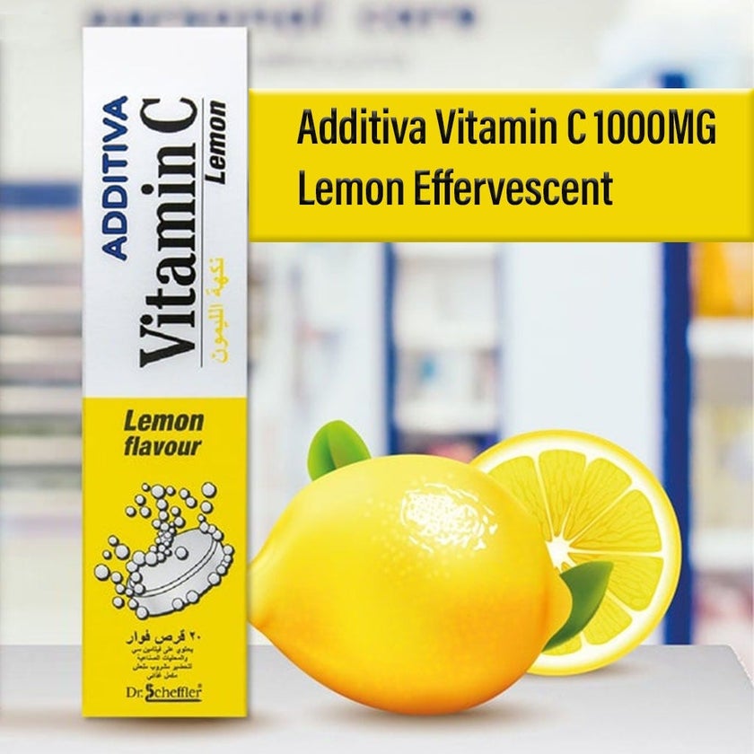 Additiva Vitamin C 1000MG Lemon Effervescent Tablets, Pack of 20's
