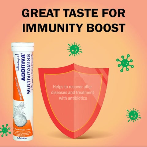 Additiva Multivitamins & Minerals Orange Effervescent Tablets, Pack of 20's