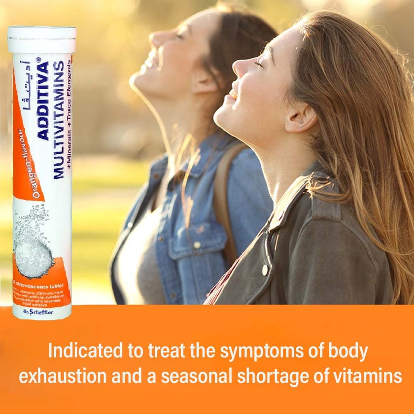 Additiva Multivitamins & Minerals Orange Effervescent Tablets, Pack of 20's