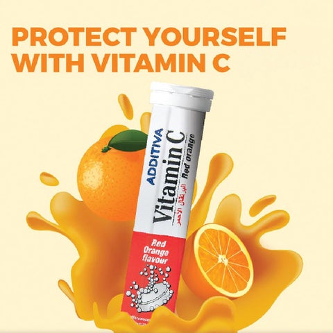 Additiva Vitamin C 1000MG Red Orange Effervescent Tablets, Pack of 20's