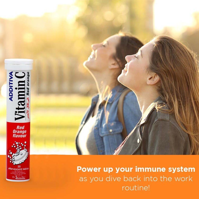 Additiva Vitamin C 1000MG Red Orange Effervescent Tablets, Pack of 20's