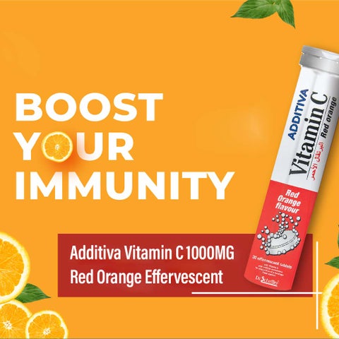 Additiva Vitamin C 1000MG Red Orange Effervescent Tablets, Pack of 20's