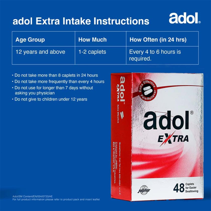 Adol Color Adol Extra Tablets, Pack of 48's - myAster