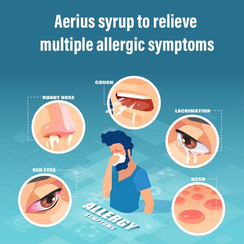 Aerius Syrup 0.5mg/ml Desloratadine For Cold & Allergy 150ml 