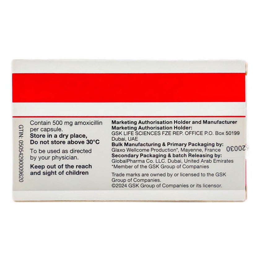 Amoxil 500mg Capsules, Pack of 20's