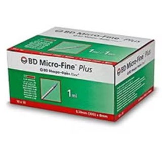 BD Micro Fine Plus Insulin Syringes 30G x 8mm 1ml, Pack of 100’s 