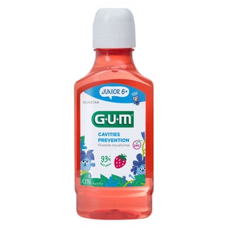 Sunstar Gum Junior 6+ Year Kid's Mouthwash With Fluoride To Prevent Cavities, Strawberry 300ml