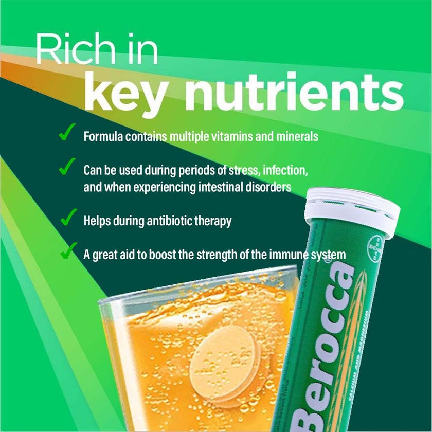 Berocca Calcium & Magnesium Effervescent Tablets, Pack of 10's