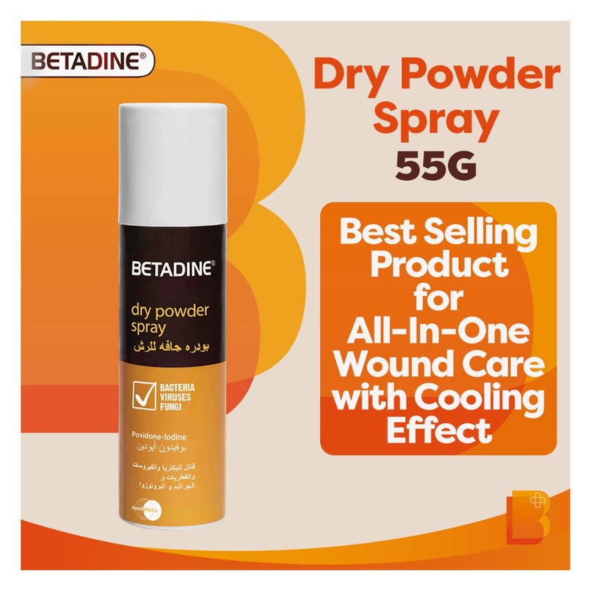 Betadine Povidone Iodine Dry Powder Spray 55g