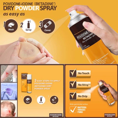 Betadine Povidone Iodine Dry Powder Spray 55g