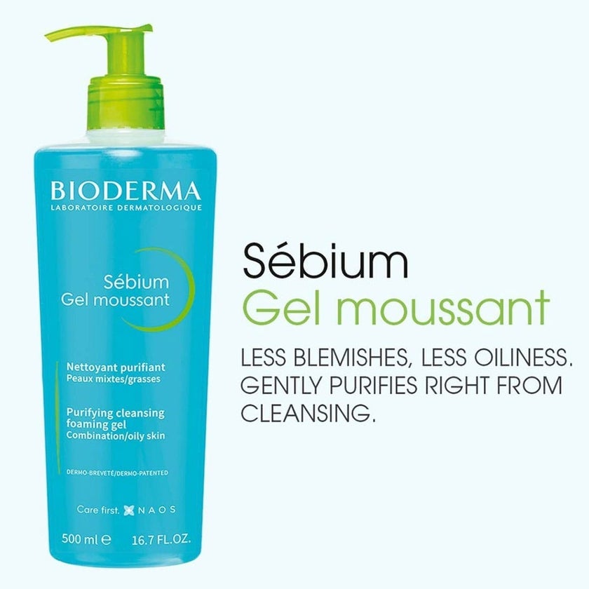 Bioderma Sebium Moussant Purifying Cleansing Foaming Gel For Combination To Oily Skin 500ml