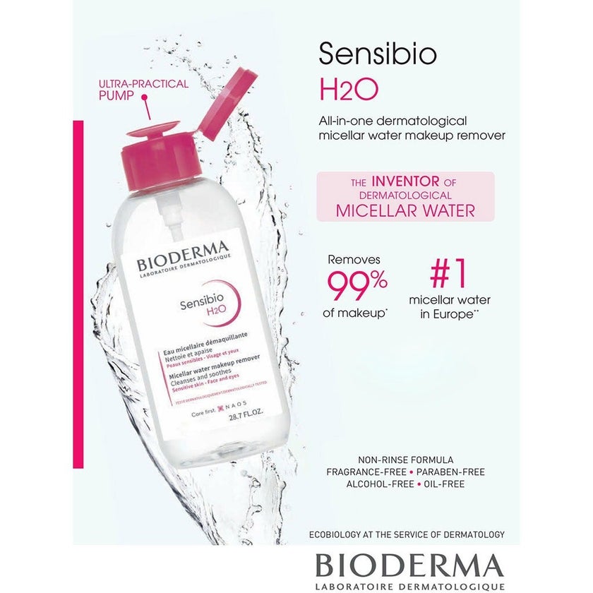 Bioderma Sensibio H2O Cleansing & Make up Removing Micellar Water with Pump 500ml