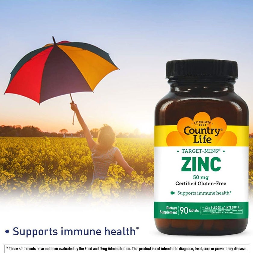 Country Life Zinc Target-Mins 50mg Tablets For Immune Health, Pack of 90's