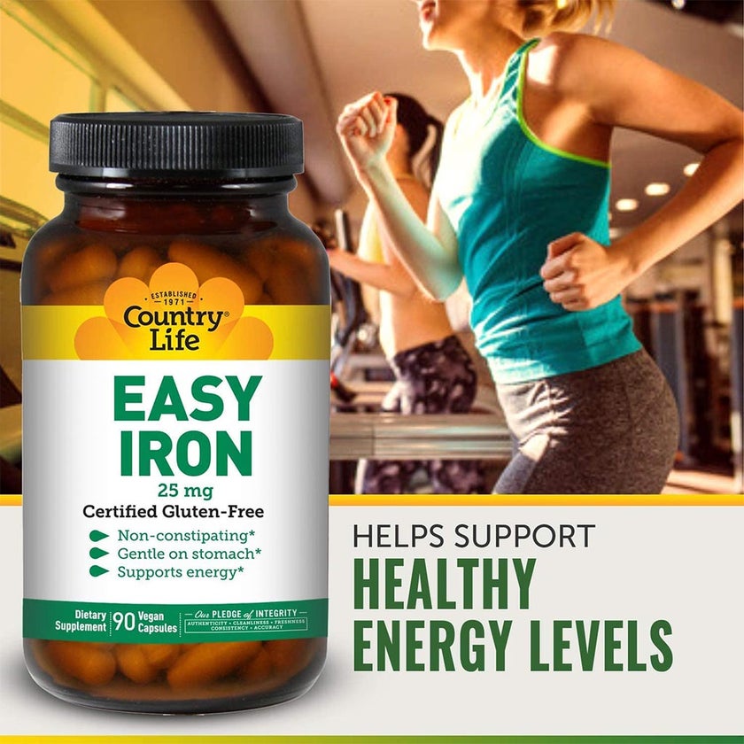 Country Life Easy Iron 25mg Iron Deficiency Supplement Capsules, Pack of 90's