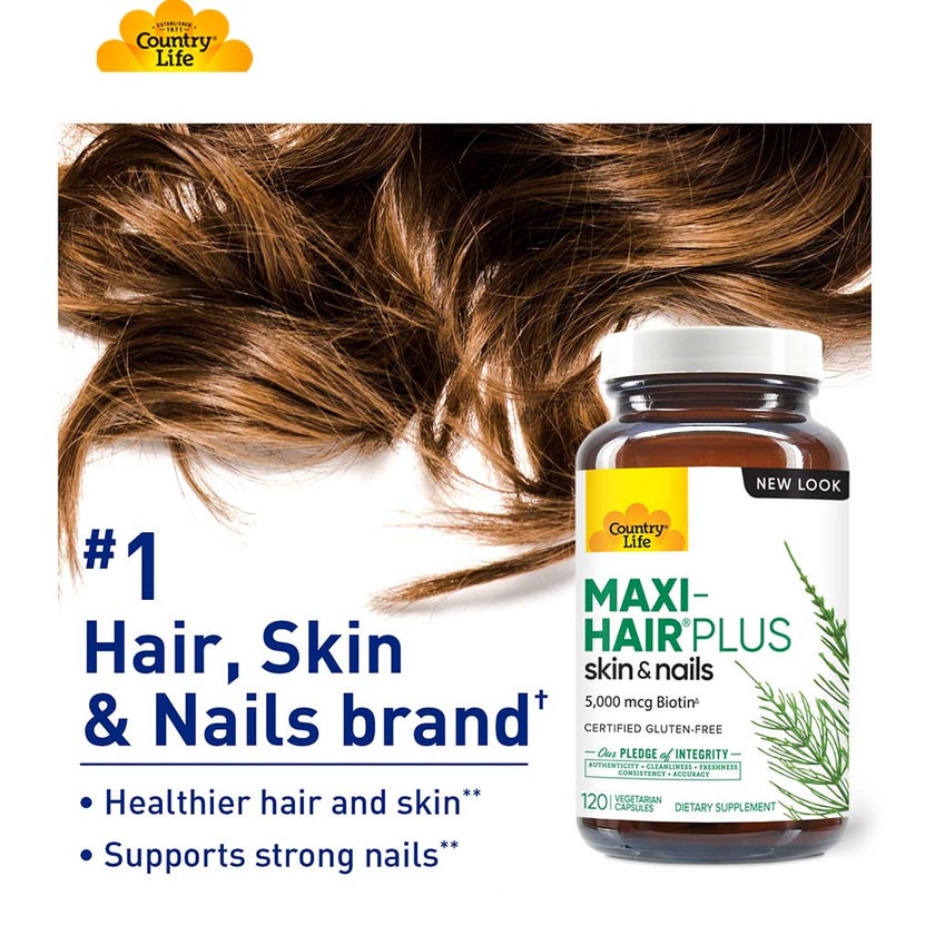 Country Life Maxi-Hair Plus Biotin 5000mcg Capsules, Pack of 120's