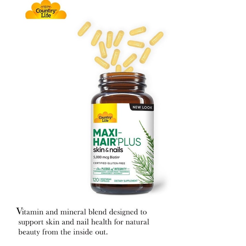 Country Life Maxi-Hair Plus Biotin 5000mcg Capsules, Pack of 120's