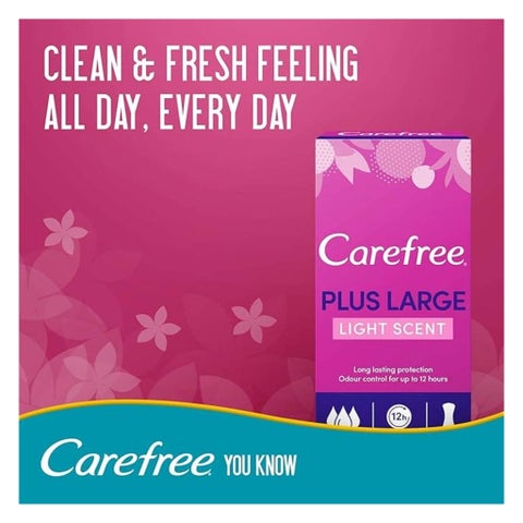 Carefree Plus Large Light Scented Panty Liners, Pack of 20's