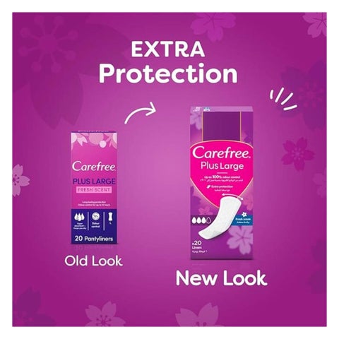 Carefree Plus Large Fresh Scented Panty Liners, Pack of 20's