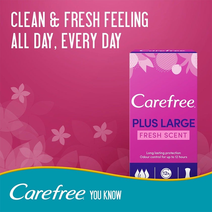 Carefree Plus Large Fresh Scented Panty Liners, Pack of 20's