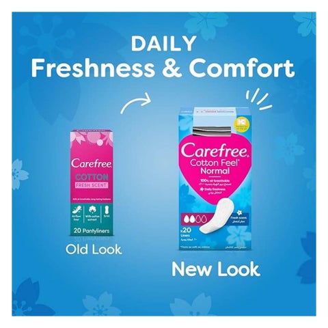 Carefree Cotton Fresh Scent Panty Liners, Pack of 20's