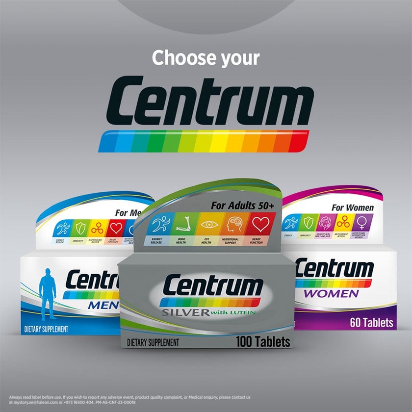 Centrum Silver With Lutein 50+ Adult Multivitamin Tablets, Pack of 100's