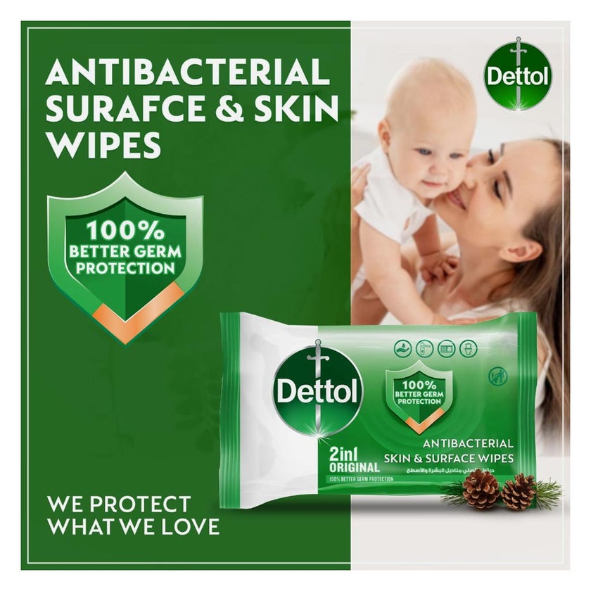 Dettol Anti-Bacterial Wipes, Pack of 80's