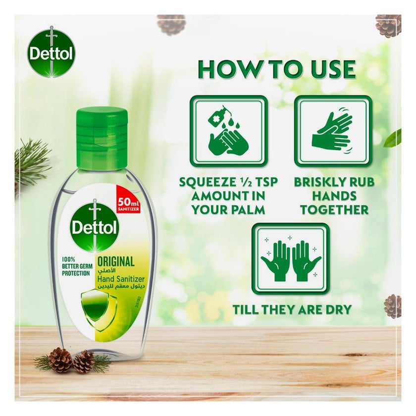 Dettol Original Antibacterial Hand Sanitizer 50ml