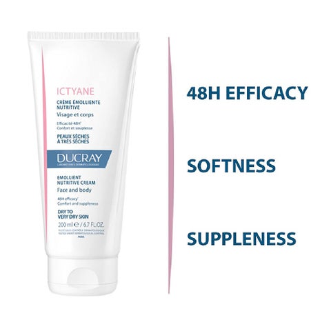 Ducray Ictyane Emollient Nutritive Cream For Face & Body 200ml