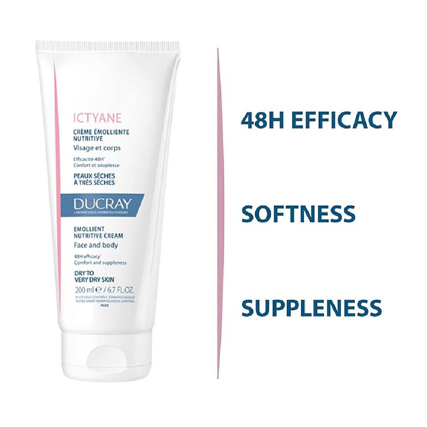 Ducray Ictyane Emollient Nutritive Cream For Face & Body 200ml
