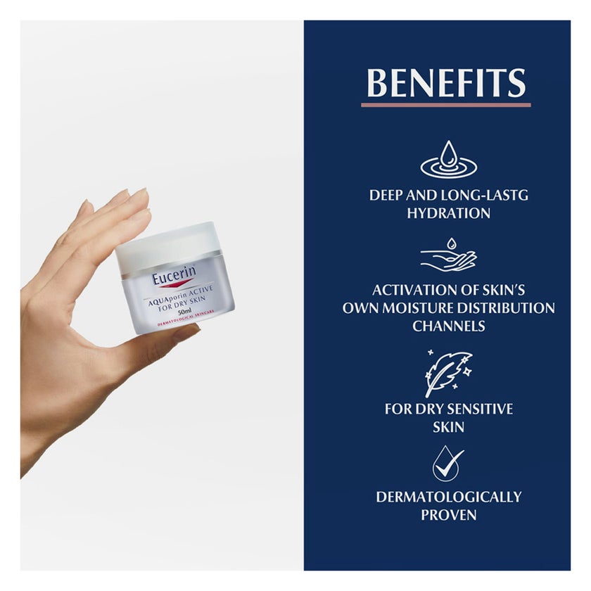 Eucerin Aquaporin Active Moisturising Rich Cream For Dry Skin 50ml