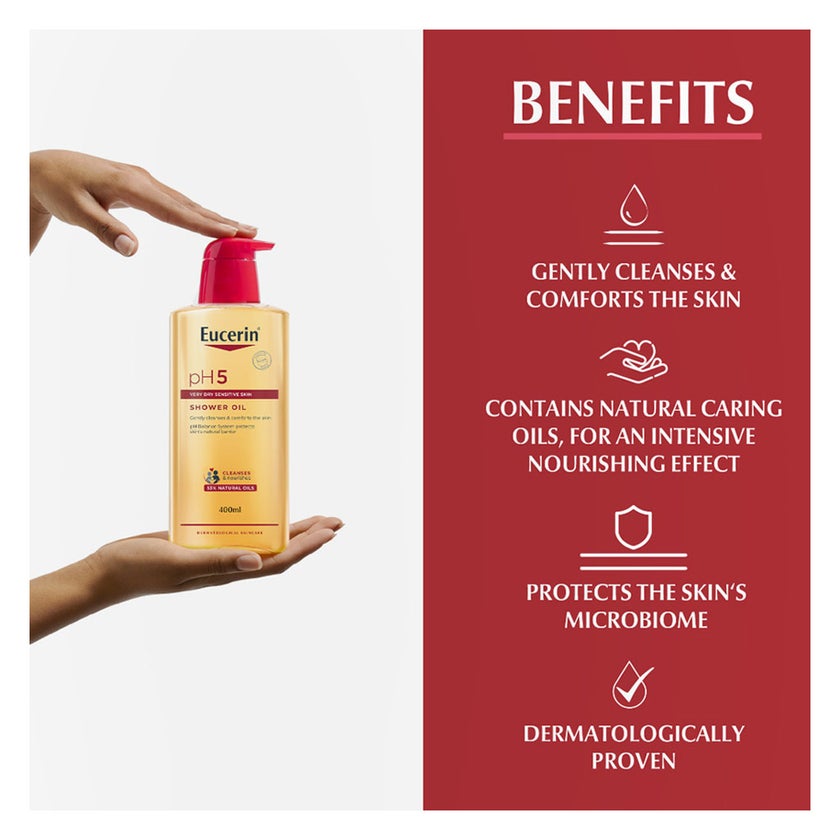 Eucerin pH5 Daily Body Cleansing Shower Oil For Very Dry & Sensitive Skin 400ml