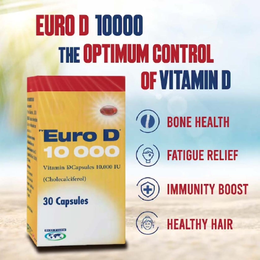 Euro D 10000IU Capsules, Pack of 30's